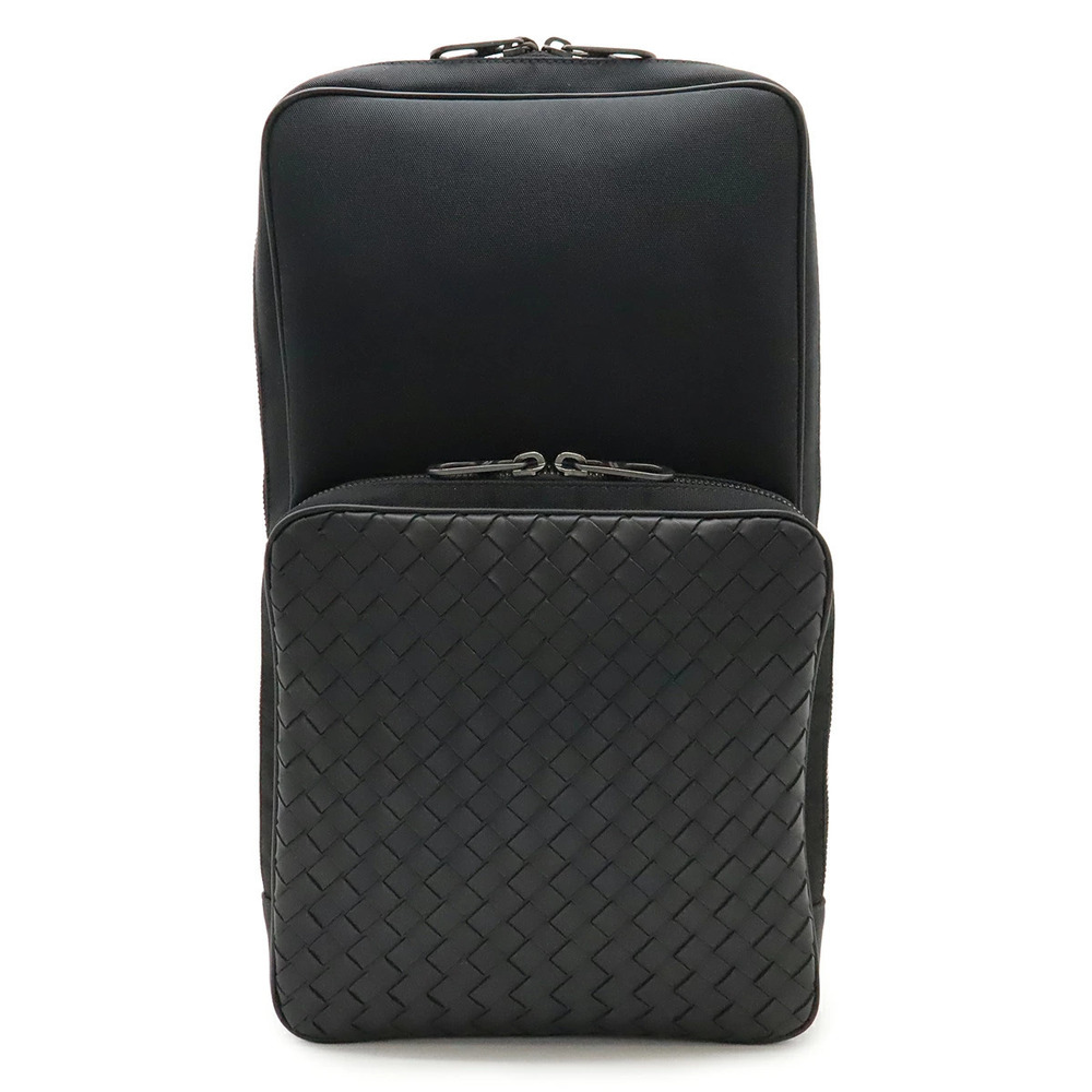 BOTTEGA VENETA Intrecciato Body Bag Shoulder Canvas Leather Black